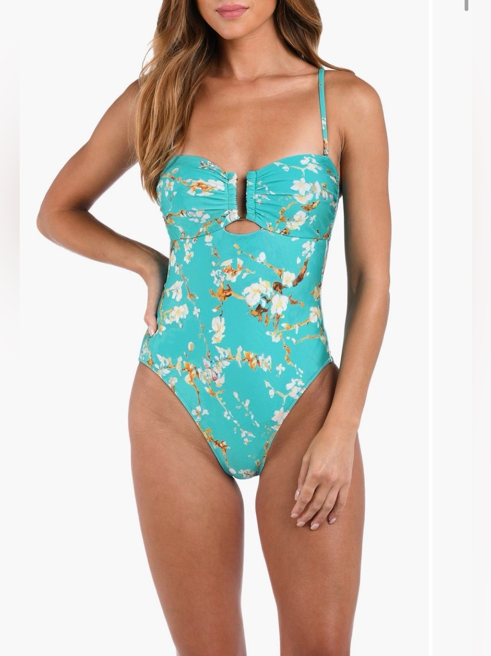 NWOT L’AGENCE Emelia Cheery Blossom Convertible Bandeau One-Piece Swimsuit